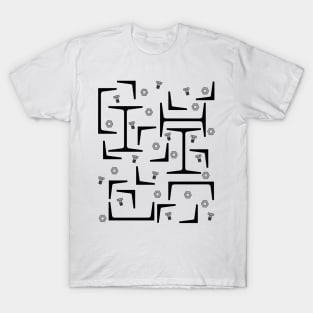 Nuts, Bolts, Angles and Gray Steel Beams Pattern T-Shirt